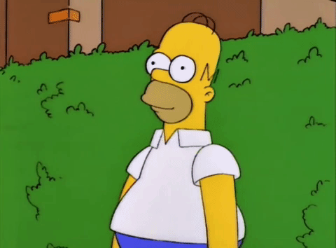 Homer simpson backing into bush.